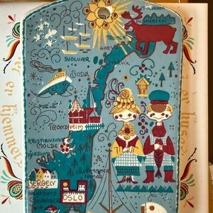 Colorful Scandinavian Folk Art Plaque